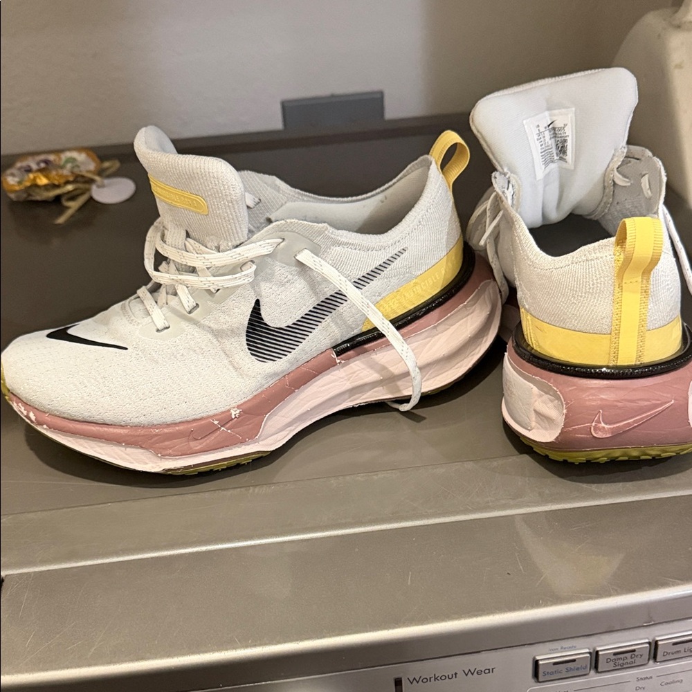 Nike Women's White and Yellow Running Shoes